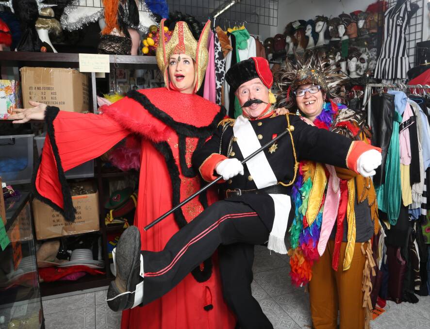 Looking good: Bianca Dye, Scott Radburn and Elen Chapman enjoy some dress-up fun at Capers Costumes before it closes its doors for the last time at the end of the month. Picture: GREG ELLIS