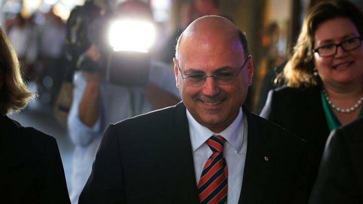 Arthur Sinodinos outside ICAC during its investigation into his dealings with the Australian Water Holdings. Photo: Rob Homer