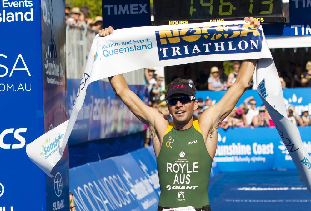 Wollongong's Aaron Royle wins last year's Noosa Triathlon - he aims to go back-to-back. Picture: EYES WIDE OPEN IMAGES