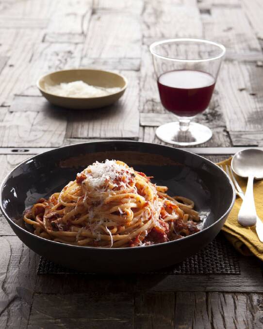 Easy spaghetti puttanesca <a href="http://www.goodfood.com.au/good-food/cook/recipe/spaghetti-puttanesca-20121123-29ty1.html"><b>(RECIPE HERE).</b></a> Photo: Marina Oliphant