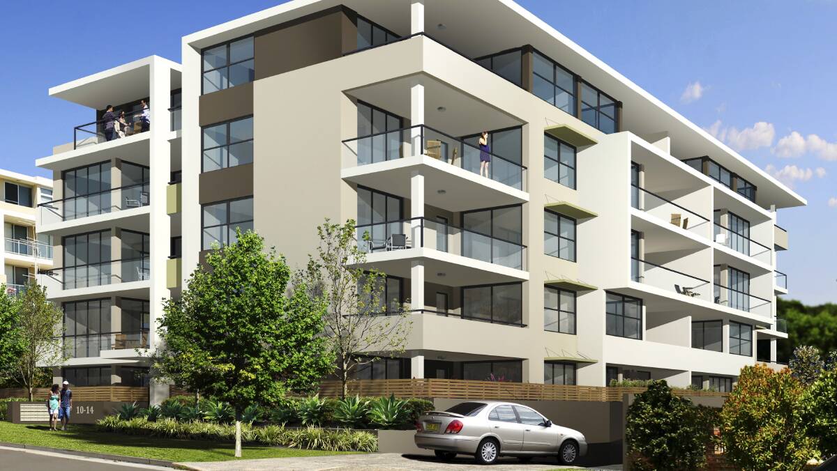 An artist’s impression of the new Mont Vue apartments at 12-14 New Dapto Road, Wollongong, which are selling off the plan.