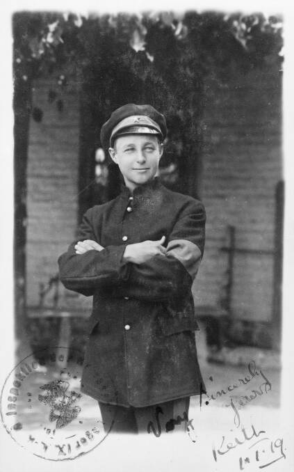 SS Matunga deck hand Keith Harris at the Gustrow POW camp, wearing clothing issued by his German captors. Picture: Courtesy of  the AUSTRALIAN WAR MEMORIAL. Image P03236.237