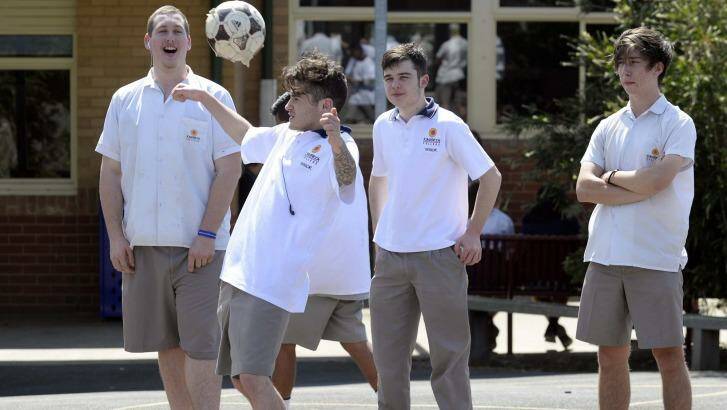 Kambrya College students practise their soccer skills. Photo: Martin Philbey