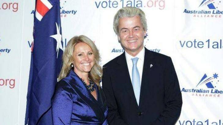 The ALA's NSW Senate candidate Kirralie Smith with Dutch anti-immigration politician Geert Wilders. Photo: Kirralie Smith Facebook