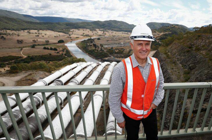 Prime Minister Malcolm Turnbull at the Snowy Hydro scheme. Photo: Alex Ellinghausen