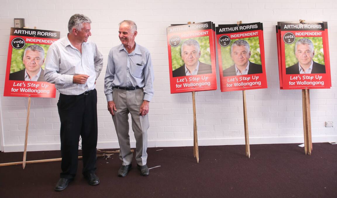 Line-up: Wollongong candidate Arthur Rorris with former South Coast independent MP John Hatton. Picture: ADAM McLEAN