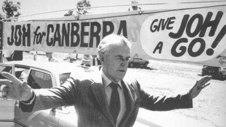 Man of the moment: Joh Bjelke-Petersen soaking up the adulation in Albury in 1987.
