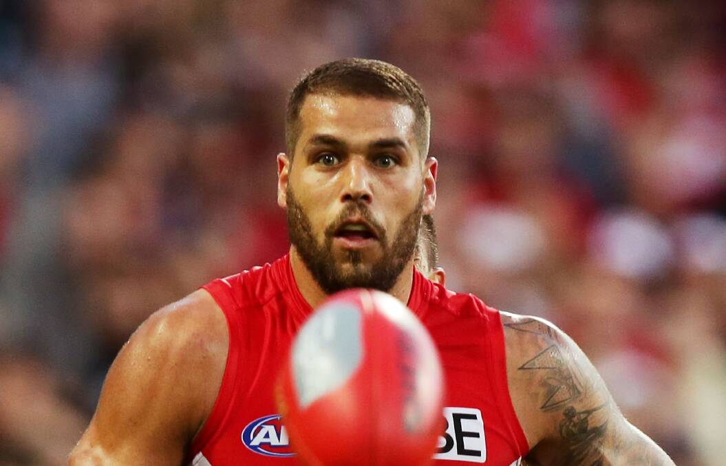 Lance Franklin inspired the Swans to a 14.14 (98) to 13.16 (94) victory with five goals in a second-half blitz over the Power. Picture: GETTY IMAGES