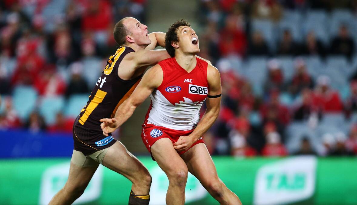 Kurt Tippett competes for the ball against the Hawks. Picture: GETTY IMAGES