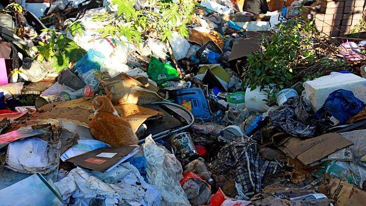Mountains of rubbish: the home of Mary Bobolas is being cleaned out. Photo: Ben Rushton