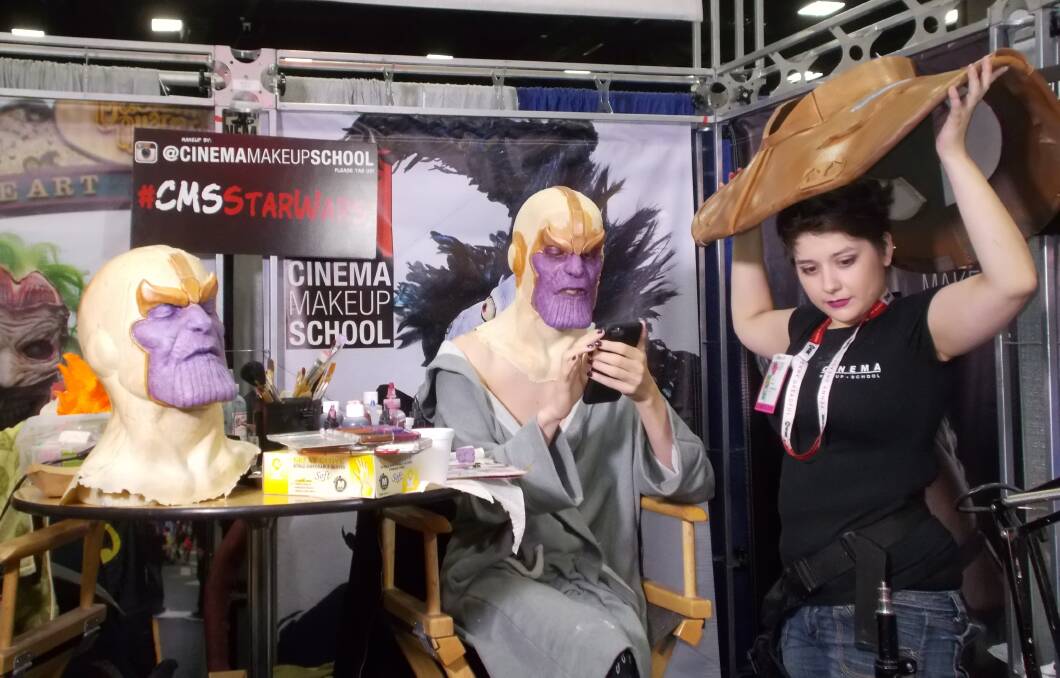 SCREEN READY: A Hollywood make-up school demonstrates a character being prepared for filming.