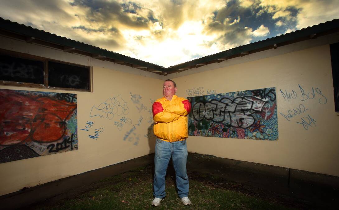 Craig Kershaw, from Bellambi surf club, is angry the clubhouse has been targeted again. Picture: KIRK GILMOUR