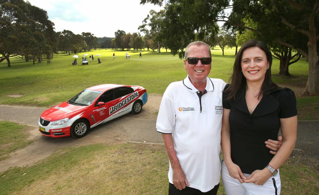 Greg Thurling and Nina Field are encouraging people to join the Leukaemia Foundation golf day fundraiser at Kembla Grange on October 24. Picture: KIRK GILMOUR