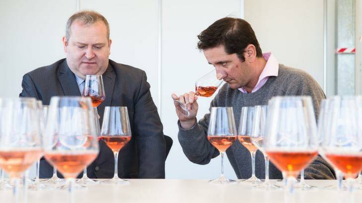 Master Sommelier William Wilson and NSW Wine industry Association President, Tom Ward. Photo: Edwina Pickles