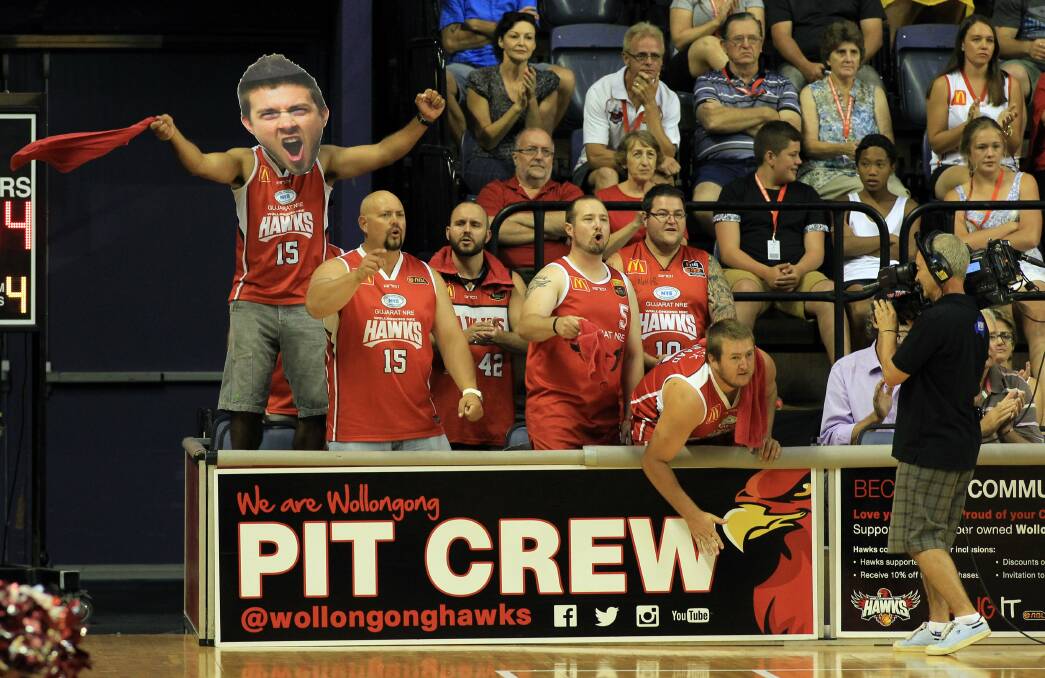 Wollongong Hawks basketball supporters show their true colours. Picture: ORLANDO CHIODO