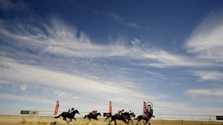 The finish lines at the Birdsville races.