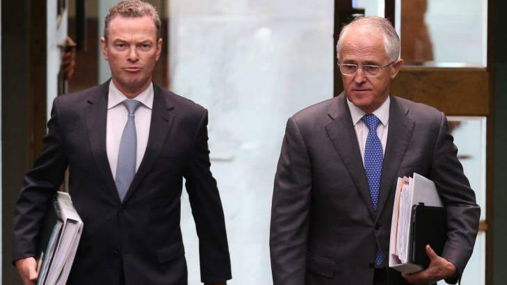 Minister Christopher Pyne and Prime Minister Malcolm Turnbull. Photo: Andrew Meares