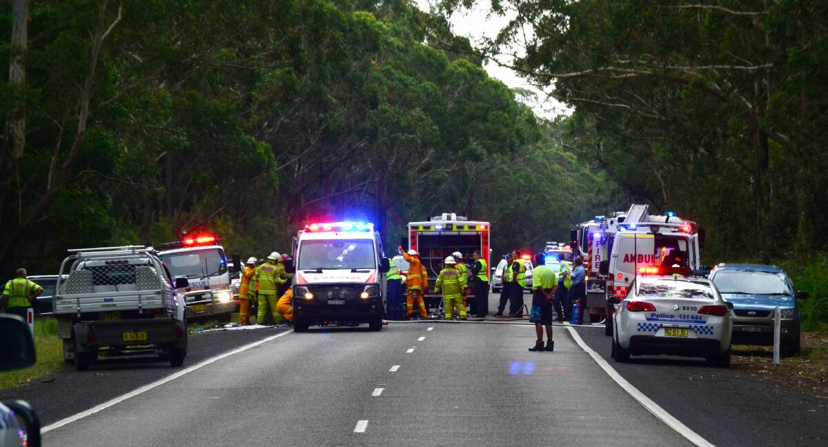 Serious: One person died and another was injured in the crash on Gerroa Road. Picture: ADAM WRIGHT