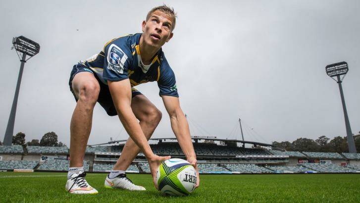 The Brumbies are prepared to back Michael Dowsett at scrumhalf in 2016. Photo: Matt Bedford