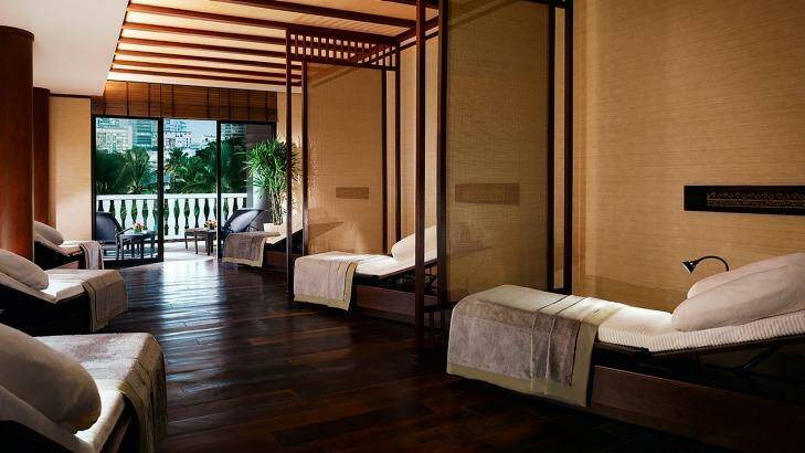 The spa relaxation lounge at The Peninsula Bangkok. Photo: Virgile Simon Bertrand