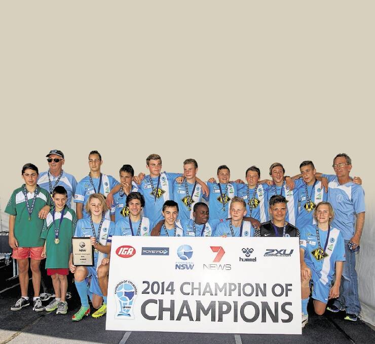 Wollongong Olympic celebrate winning the under 14s Champion of Champions title at Blacktown. Picture credit. Picture curtesy of Football NSWwolleung_0040.jpg