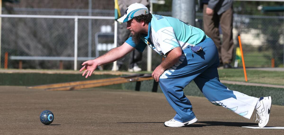 Warilla's Jamie Nabbe on his way to winning the Zone 16 President Reserve Singles at Dapto Citizens Bowling Club. Picture: ROBERT PEET