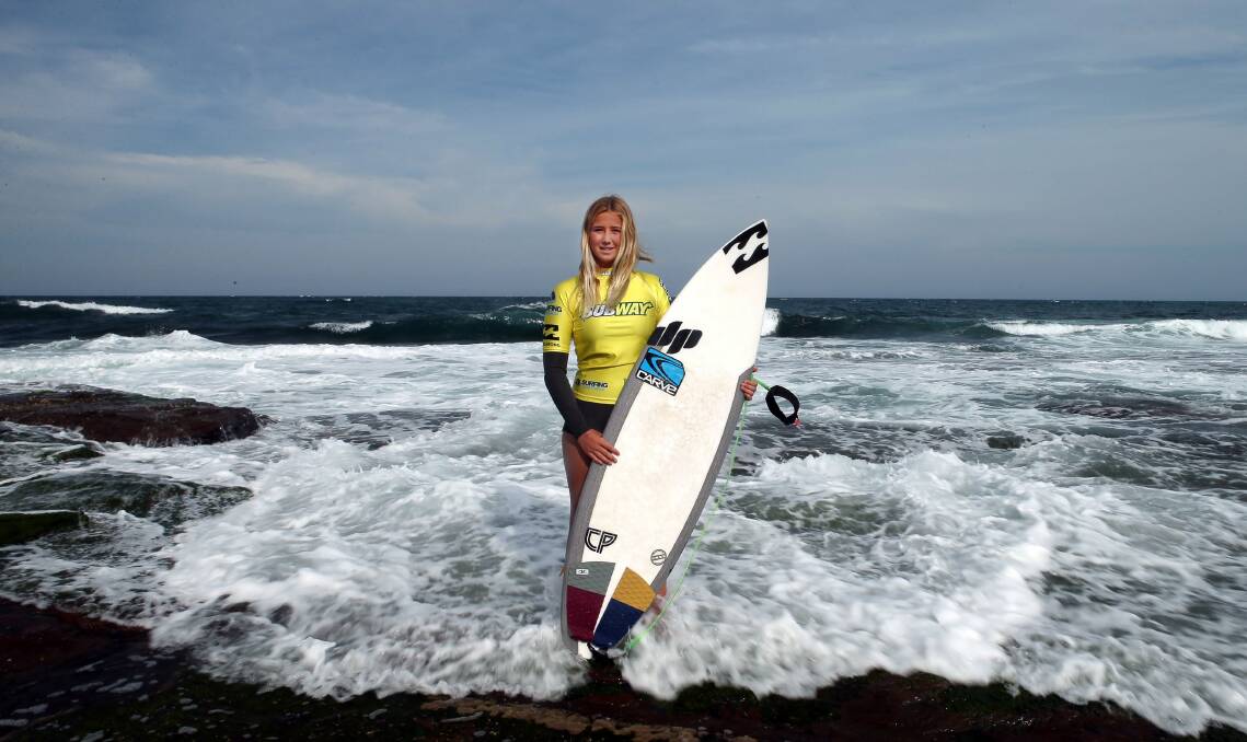 Billie Melinz aims to earn a place in the World Junior Surfing Championships. Picture: KIRK GILMOUR