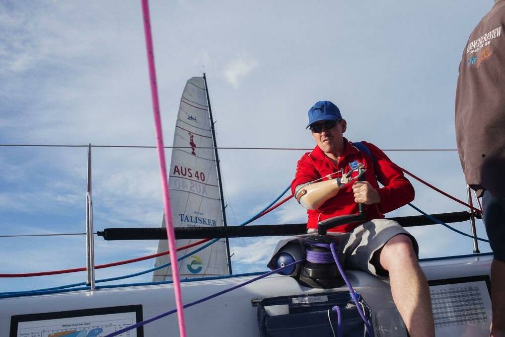 Sea legs: Brett Whiteley, a double amputee from sailors with disABILITIES. Photo:  Christopher Pearce/Fairfax Media