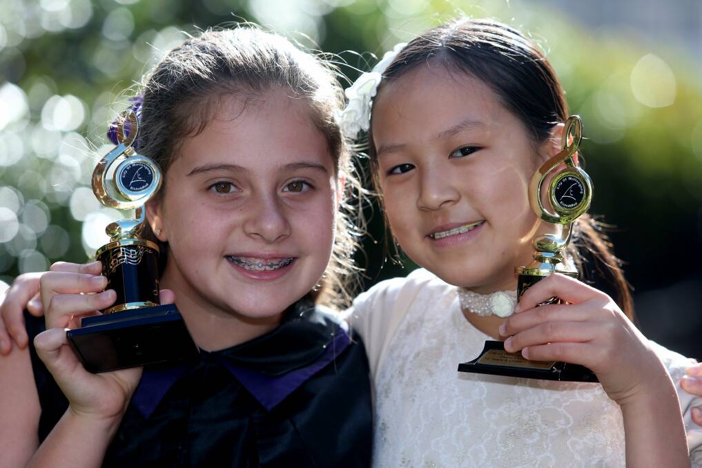 Soraya McCann and Xia Lian Wilson won the 10 years and under duet section. Picture: ROBERT PEET