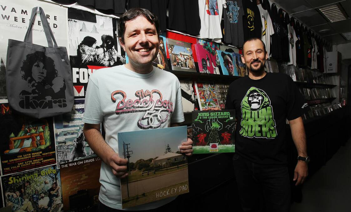 Long players: Music Farmers co-owners Jeb Taylor and Nick Irwin get ready for Saturday's Record Store Day. Picture: GREG TOTMAN