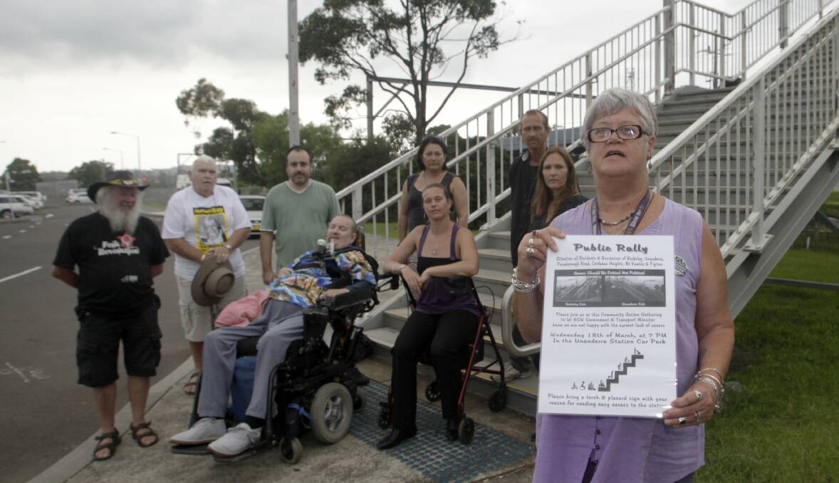 Public push: Unanderra Community Centre manager Sandra Luschwitz and other residents promote a rally set for Wednesday. Picture: ANDY ZAKELI
