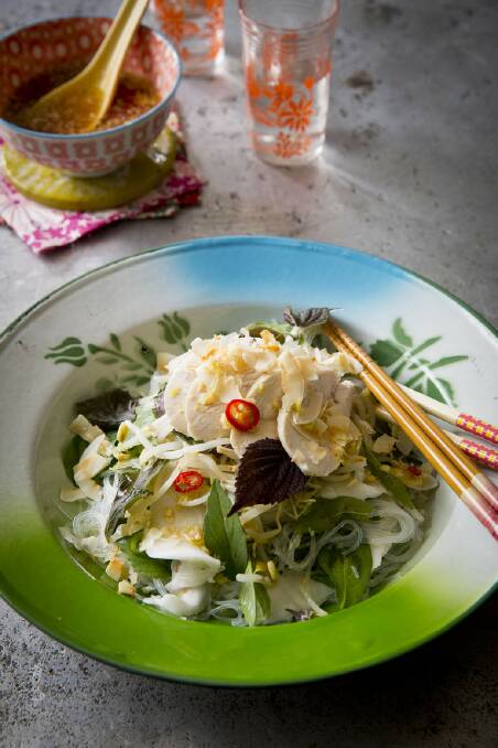 Karen Martini's Vietnamese poached chicken salad <a href="http://www.goodfood.com.au/good-food/cook/recipe/poached-chicken-salad-with-young-coconut-vermicelli-and-vietnamese-mint-20140204-31y5n.html"><b>(recipe here).</b></a> Photo: Marcel Aucar