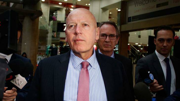 Chris Hartcher leaves the ICAC after giving evidence in 2014. Photo: Daniel Munoz