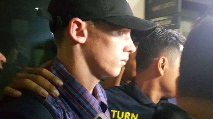 Jamie Murphy leaves the police station after his release. Photo: Amilia Rosa