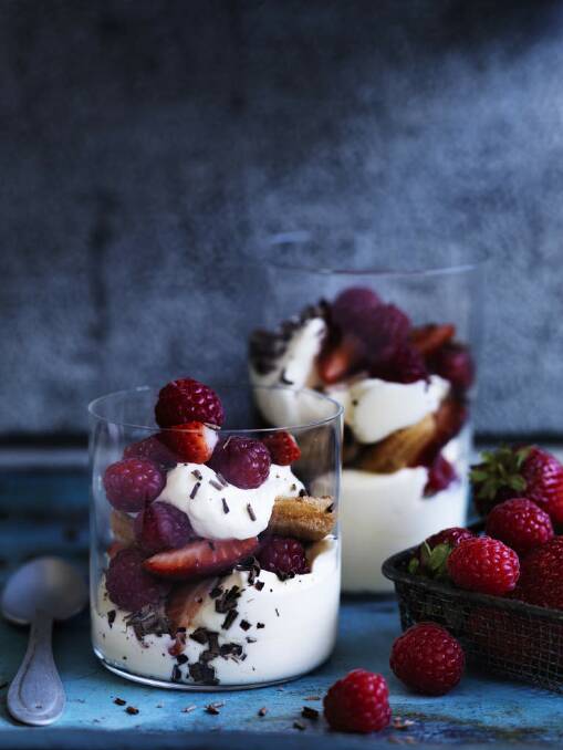 Berry sauternes and mascarpone trifle. <a href="http://www.goodfood.com.au/good-food/cook/recipe/berry-sauternes-and-mascarpone-trifle-20140324-35dim.html"><b>(Recipe here).</b></a> Photo: William Meppem