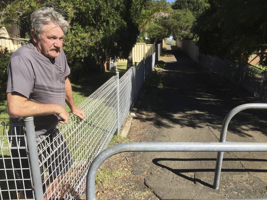 Noisy: Denis Taafe lives next to one of the problematic Warilla laneways scheduled for night-time closure by Shellharbour City Council.