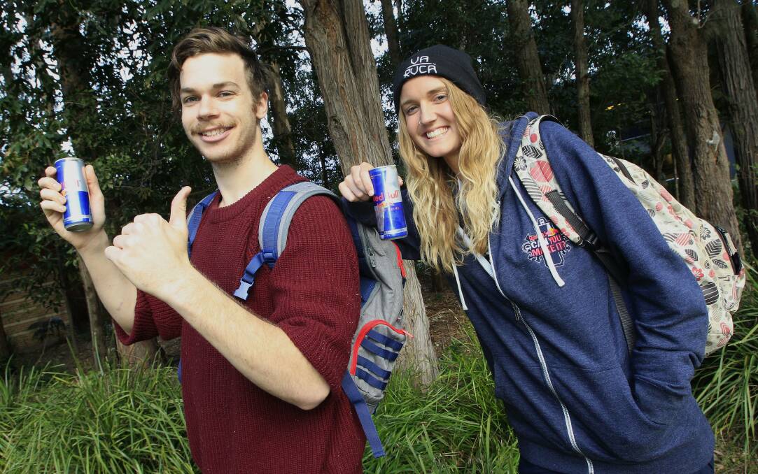UOW students Lachlan Wood and Laura Tibbetts, who took part in the Red Bull challenge. Picture: ANDY ZAKELI