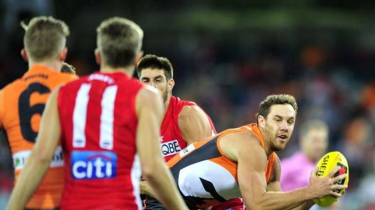 New situation: Giants ruckman Shane Mumford says the GWS Giants need to block out thoughts of favouritism. Photo: Melissa Adams