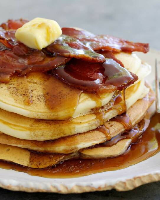 Stacks on! Adam Liaw's American pancakes <a href="http://www.goodfood.com.au/good-food/cook/recipe/american-pancakes-20140324-35d9a.html"><b>(Recipe here).</b></a> Photo: Edwina Pickles