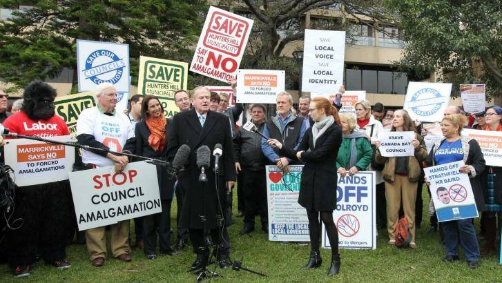 The Save our Councils protest at NSW Parliament House.  Photo: Peter Rae