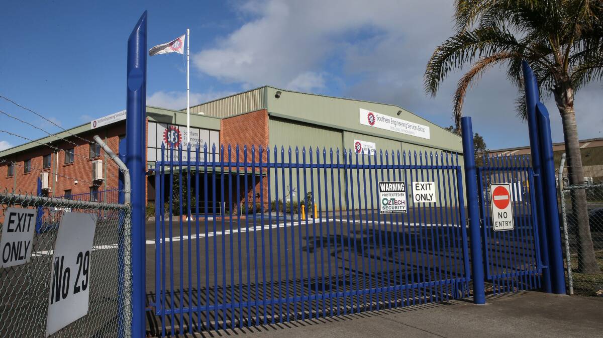 The locked exit gate at the premises of Southern Engineering Services in Unanderra.