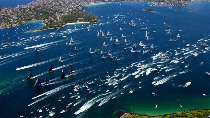 The start of the Sydney to Hobart yacht ocean race in 2014 . Photo: Brendan Esposito