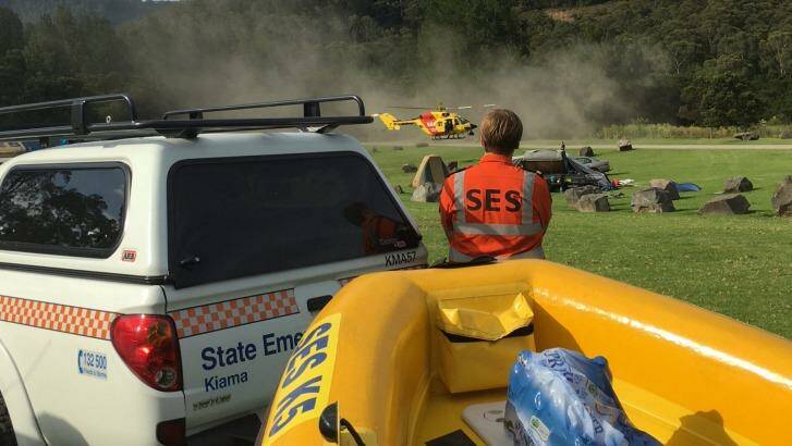 Rescue services search for a man who went missing after wading into a river in the Kangaroo Valley. Photo: SES