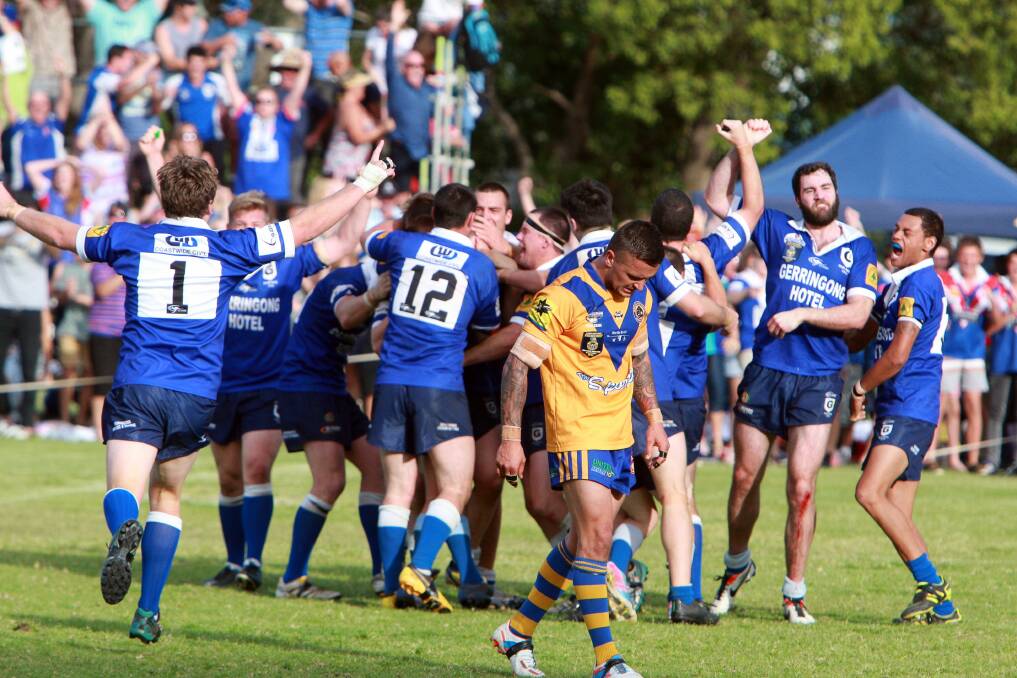 Gerringong celebrate their 14-13 extra-time win over Warilla in last year's grand final. Picture: SYLVIA LIBER