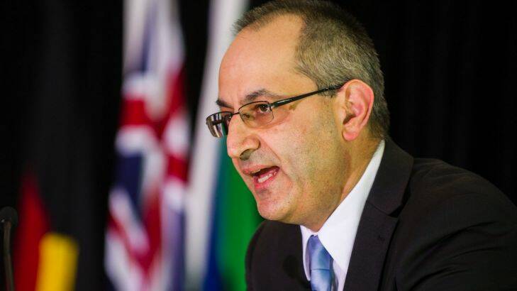 News
Immigration Department head, Michael Pezzullo, and Customs and border protection CEO Roman Quaedvlieg announce initial documentation outlining the merger of the two departments. 

Immigation department head, Michael Pezzullo. 

30 October 2014
Photo: Rohan Thomson, The Canberra Times.