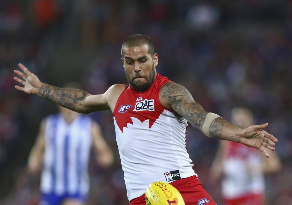 Lance Franklin in action against the Roos on Friday night. Picture: GETTY IMAGES