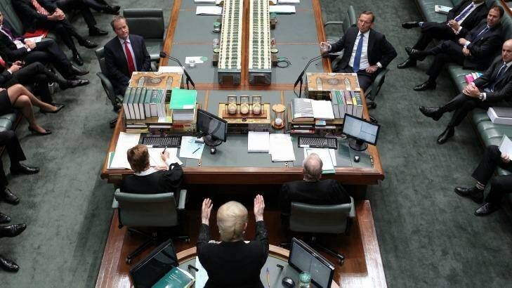 Speaker Bronwyn Bishop has thrown out a record number of rowdy MPs. Photo: Alex Ellinghausen