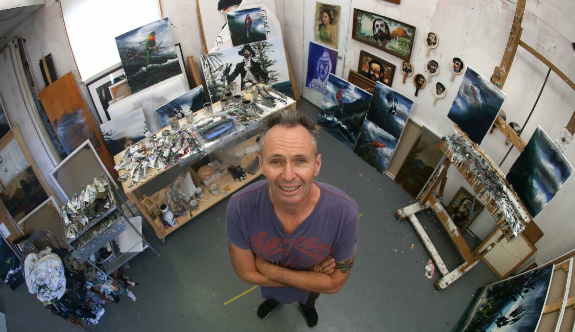 Thirroul artist Paul Ryan will have his paintings projected on the Sydney Opera House this week. He also has an exhibition, Birds, Noah and Ping Pong Dandies, at The Gallery in Corrimal. Picture: KIRK GILMOUR