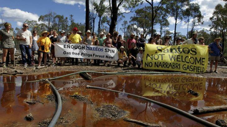Next stop: Anti-CSG protesters at a Santos CSG well in the Pilliga. Photo: Dean Sewell