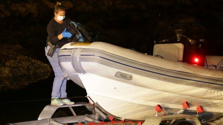 Police allege the syndicate attempted to ship 500 kilograms into Parsley Bay, on the NSW Central Coast, in this inflatable boat. Photo: NSW Police Media